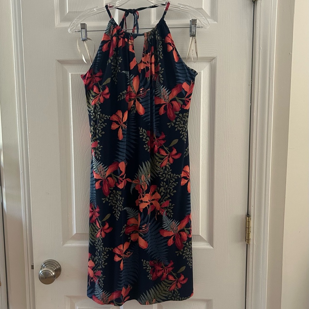 Tommy Bahama Sleeveless Halter Midi Dress in Blue and Orange